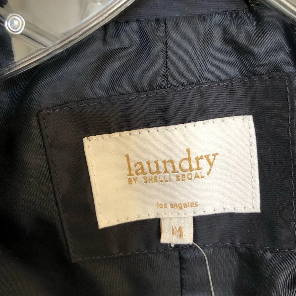 Laundry by Shelli Segal Women’s coat Black size Med faux Leather sleeves, NWOT - Picture 4 of 12